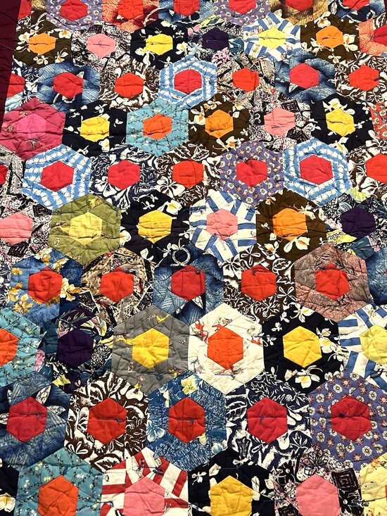 Handmade Other - vtg Artizan Hand Tied Boho Luxe Patchwork Floral Blossom Quilt 60x70'' heavy
